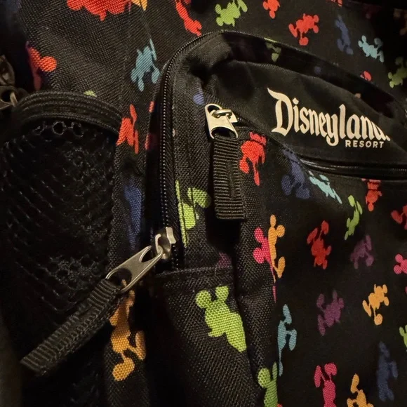 Disneyland Parks Backpack Rainbow Mickey Black Colorful / Padded Straps Storage & Organization